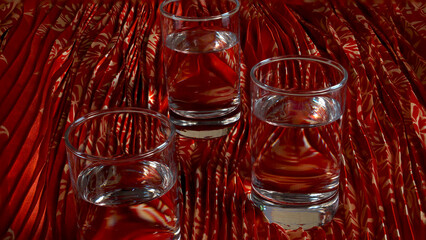 Glasses of  the water in colorful Background