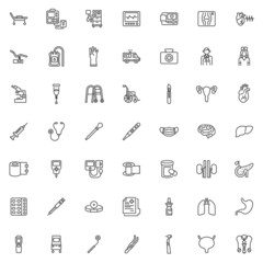 Medical Instrument line icons set