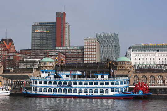 Hamburg, Germany - March 18, 2012: Historical vessel Louisiana Star in Hamburg river port. The passenger ship sailing under the flag of Germany.