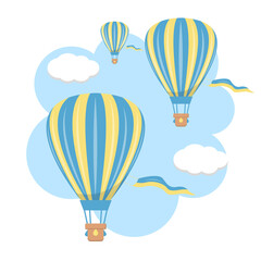 Fototapeta premium Hot air balloon in colors of Ukrainian flag 