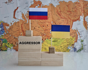 Russia aggression war against Ukraine on background of map