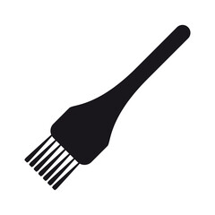 The brush icon. Black silhouette of a brush for applying paint to hair, canvas and other surfaces. Beauty and fashion. Molar works. Vector illustration isolated on a white background for design.