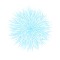 Abstract light blue floral background. Colorful flower with petals. Star shaped flower blossoming. Sky blue backdrop element. Dahlia. Big shaggy radial flourishing. Vector illustration, flat, clip art