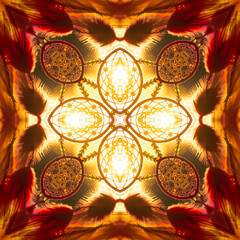 Colourful kaleidoscope art design abstract background with effect polygon circle ornament. Fractal...