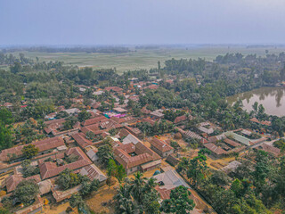 Fototapeta na wymiar Mud House & village in Bangladesh, Aerial best photo in bangladesh - traditional home in bangladesh