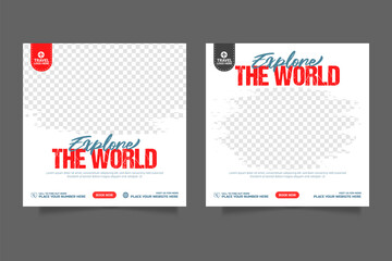 Travelling social media post banner template, Web banner, flyer or poster design for travelling agency business offer promotion.