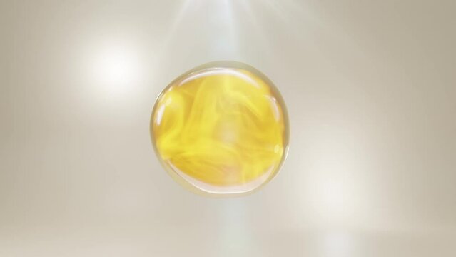 Macro Liquid Gold Bubbles. bubbles water. Collagen Skin Serum and Vitamin illustration isolated on soft color background. concept skin care cosmetics solution. 3d rendering.