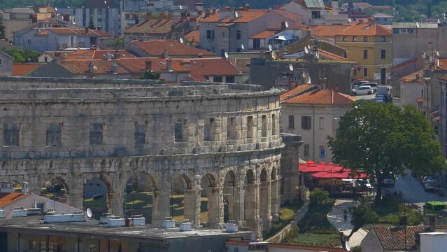 The Roman Amphitheatre, or Arena in Pula, Croatia. From the Castle