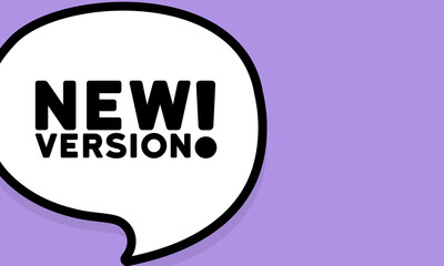Speech bubble with new version text. Boom retro comic style. Pop art style. Vector line icon for Business and Advertising