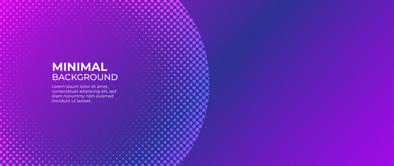 Gradient abstract vector business long banner template. Minimal business background with halftone circle frame