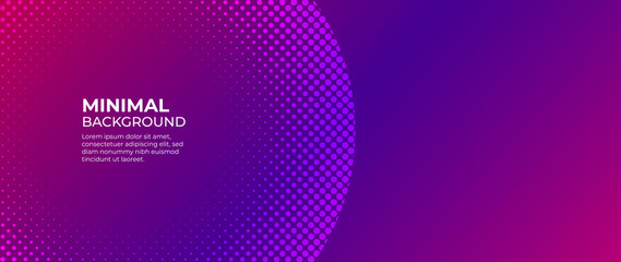 Gradient abstract vector business long banner template. Minimal business background with halftone circle frame