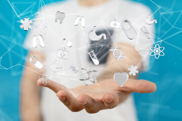  Ui icon medical in hospital with medical technology network concept