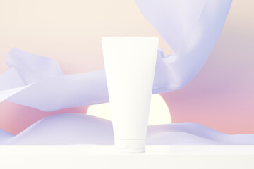 3d render of blank cosmetics skincare product or packaging for mock up. Beauty soap and spa concept. Lotion oil moisture for skin health. Premium and luxury design for branding.