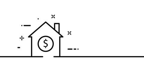 Rental fee line icon. House payment in dollars. Regular payment. Housing shooting. One line style. Vector line icon for Business and Advertising - obrazy, fototapety, plakaty