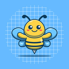 Cute bee wants to hug vector illustration. Flat cartoon style.