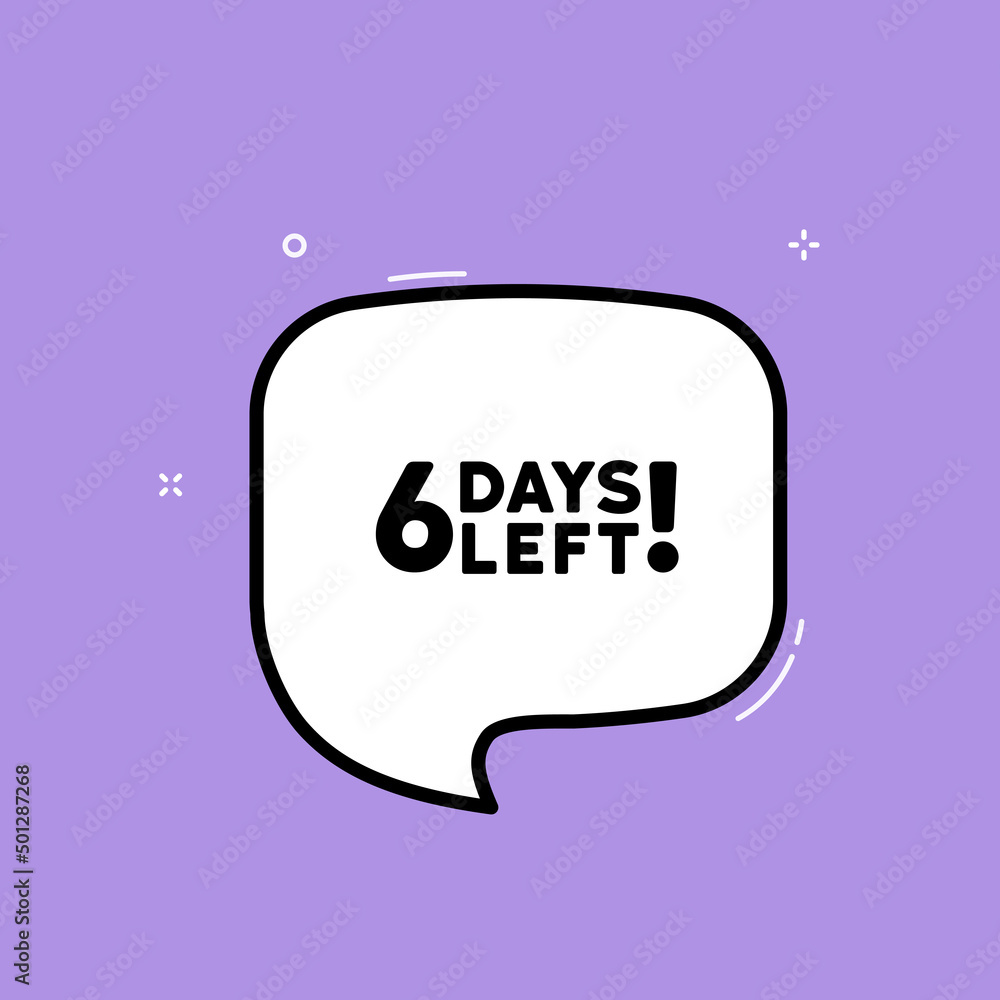 Poster speech bubble with 6 days left text. boom retro comic style. pop art style. vector line icon for bus