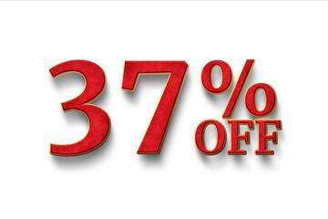 Discount 37 percent off. 3D illustration on white background.