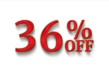 Discount 36 percent off. 3D illustration on white background.