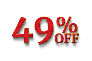 Discount 49 percent off. 3D illustration on white background.