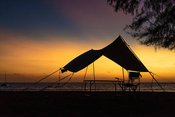 Camping on the beach with  sunset - 501289449