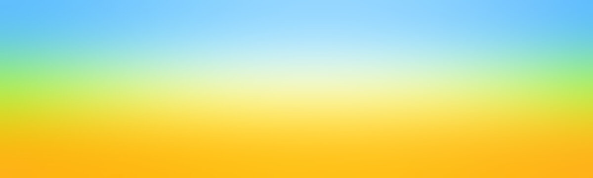 Wide blank template for design pale yellow. Colored banner light sky blue. Mystery blurred background.