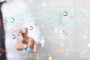 Global network. Blockchain. 3D illustration. Neural networks and artificial intelligence. Abstract