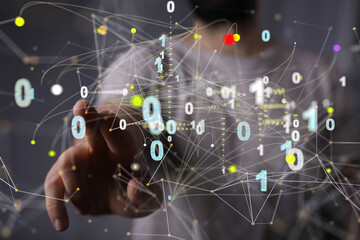 Big data and artificial intelligence concept. Machine learning and cyber mind domination