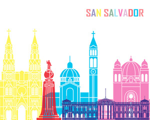 Obraz na płótnie Canvas San salvador skyline poster 