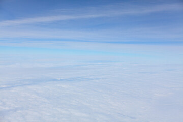 Fototapeta na wymiar Water Vapor in Stratosphere . High Level White Clouds 
