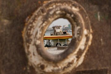 Basra, Iraq - April 15, 2022: landscape photo of the tour in river in basra city
