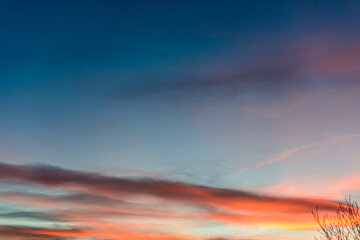 Sunsets colors with blue sky in the blue hour