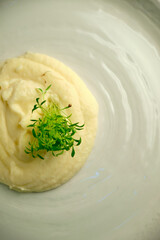 Risotto on a white restaurant plate