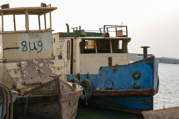 Basra, Iraq - April 15, 2022: landscape photo of the tour in river in basra city