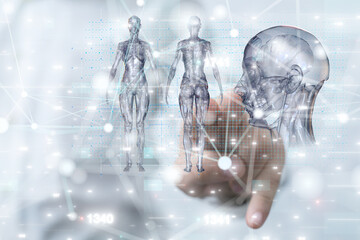 digital medical futuristic interface 3D rendering
