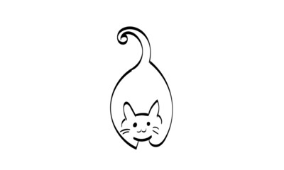 Cute Cat line art for print or use as poster, card, flyer or T Shirt