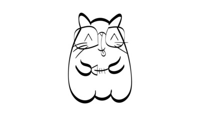 Cute Cat line art for print or use as poster, card, flyer or T Shirt