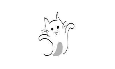 Cute Cat line art for print or use as poster, card, flyer or T Shirt