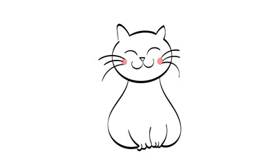 Cute Cat line art for print or use as poster, card, flyer or T Shirt