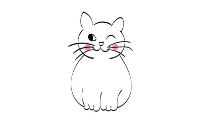 Cute Cat line art for print or use as poster, card, flyer or T Shirt