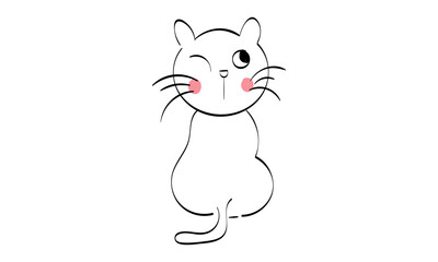 Cute Cat line art for print or use as poster, card, flyer or T Shirt