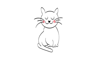 Cute Cat line art for print or use as poster, card, flyer or T Shirt