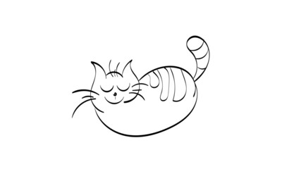 Cute Cat line art for print or use as poster, card, flyer or T Shirt