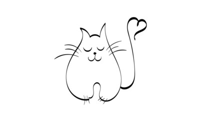 Cute Cat line art for print or use as poster, card, flyer or T Shirt