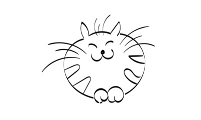 Cute Cat line art for print or use as poster, card, flyer or T Shirt