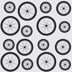 Seamless Pattern with Monochrome Bicycle Wheel Design