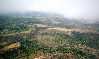 Fototapeta premium Ethiopia Highland, Areal Footage from Plane