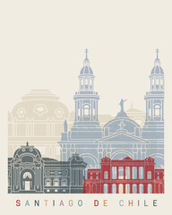 Santiago de Chile V2 skyline poster