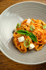 Italian pasta with cheese. National cuisine