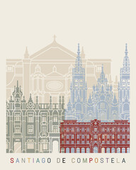 Santiago de Compostela skyline poster