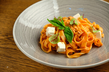 Italian pasta with cheese. National cuisine